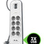 Tarmoq filtri-uzaytirgich Belkin 8хSchuko, 2xUSB 2.4A, 16А kuchlanishdan himoya, 2 metr