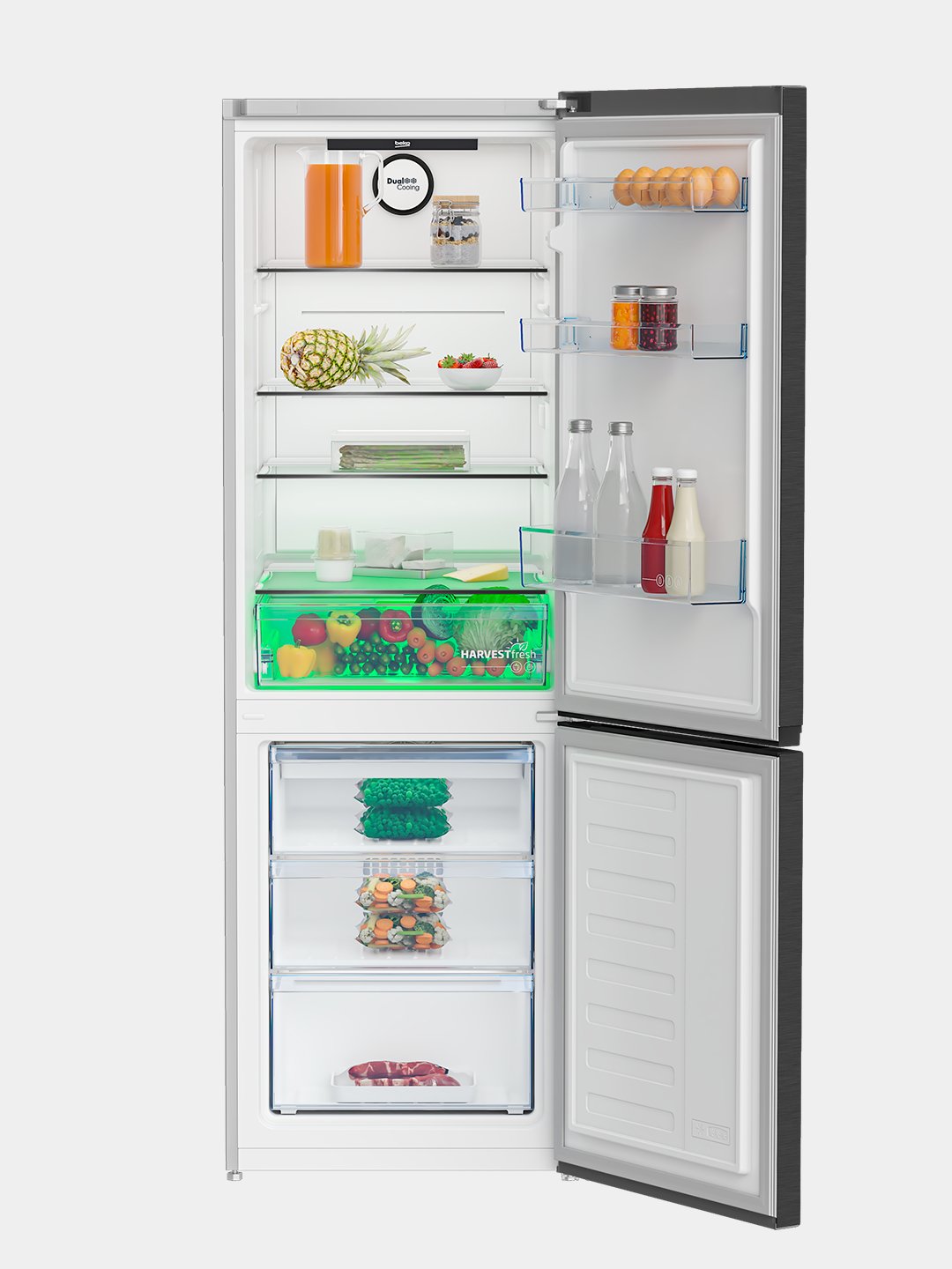 Sovutgich BEKO B3R1CNK363HXBR, umumiy hajmi 368 litr, No-frost, LED yoritigich