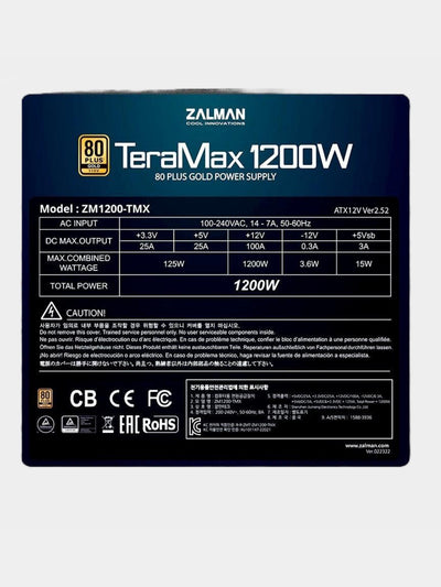 Elektr ta'minoti Zalman Elektr ta'minoti TeraMax 1200-TMX 1200 Vt