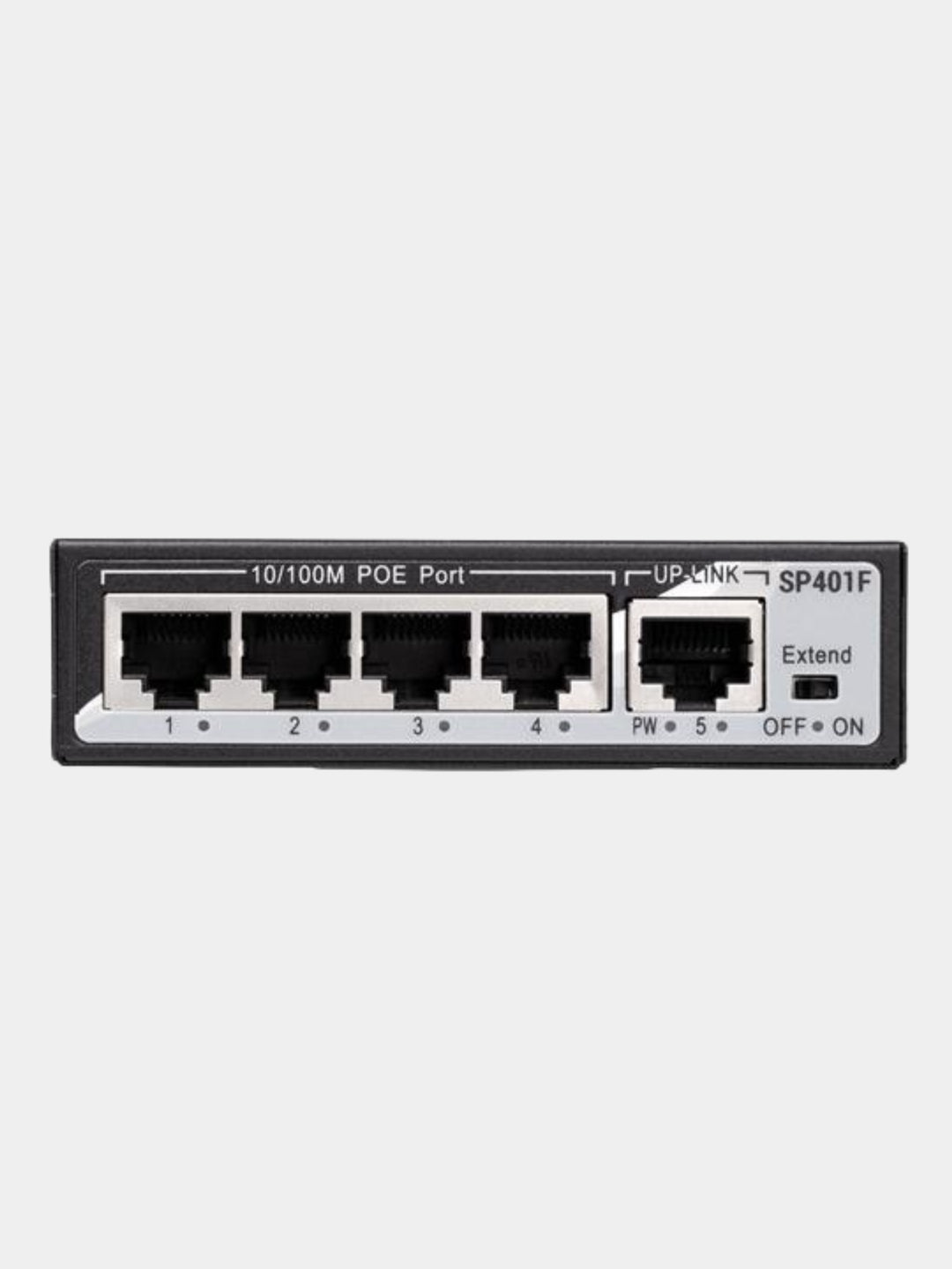 Switch 2E PowerLink SP401F 4xFE PoE+, 1xFE Uplink, 55 W, boshqarilmaydi