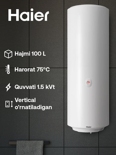 Haier ES100V-V1 suv isitgichi, 100 litr, 7 yillik ichki bak kafolati