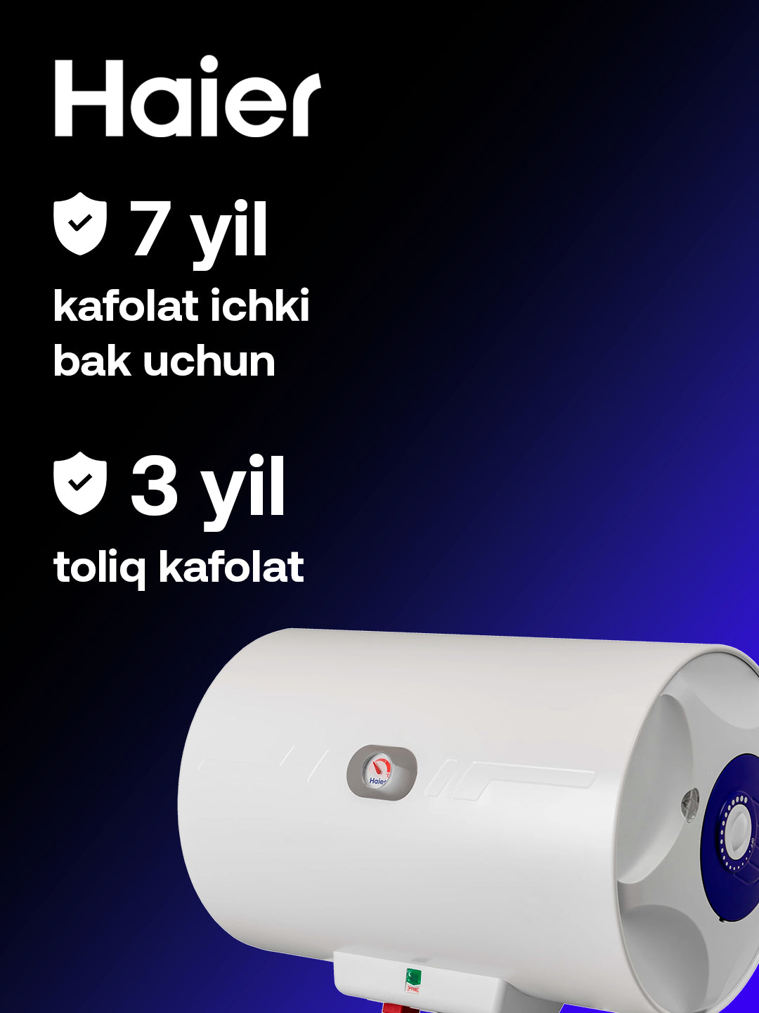 Suv isitgichi Haier FCD-JTHA50-III ET, 50 litr, 7 yillik ichki bak kafolati