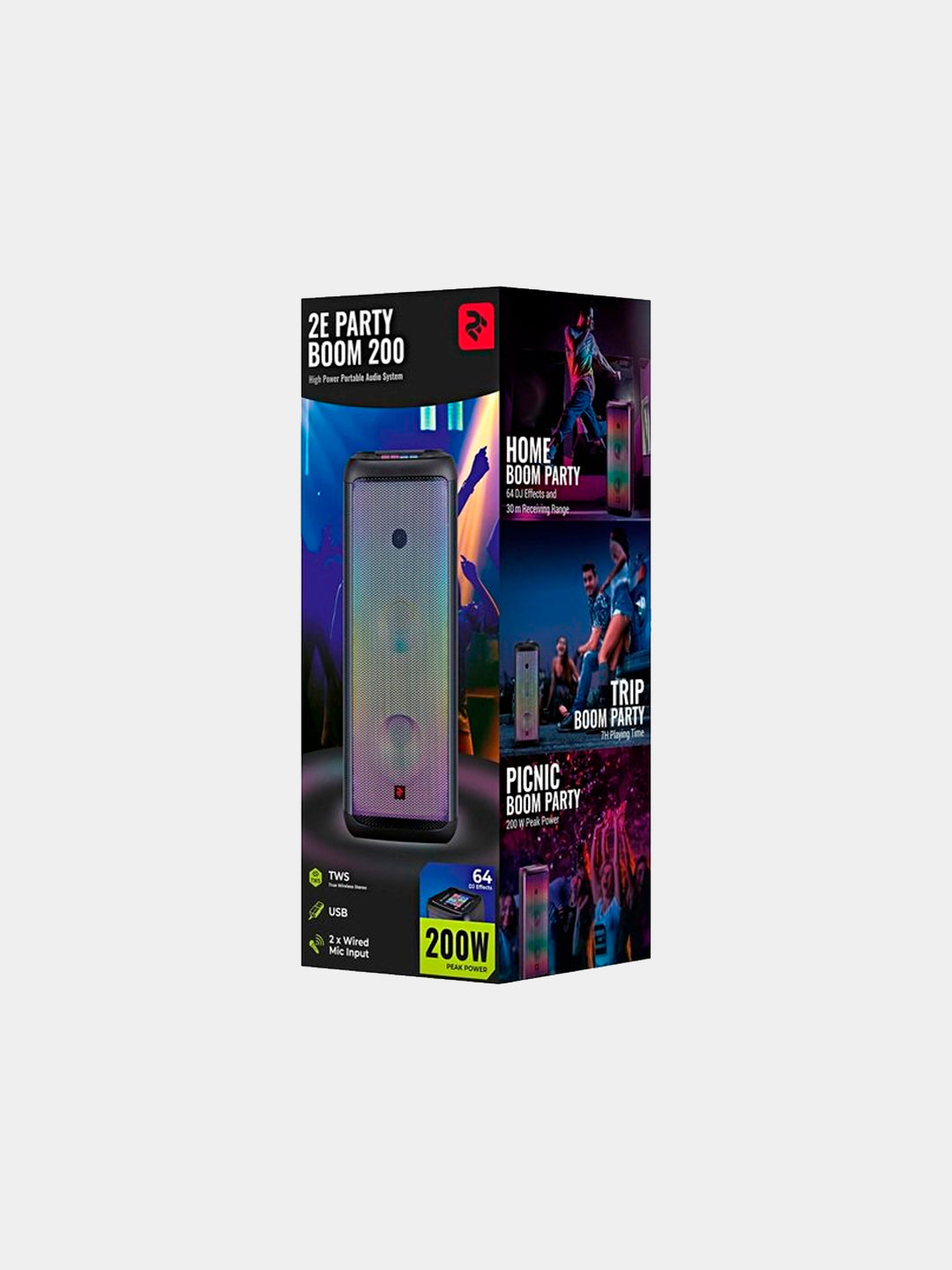 Dinamik tizimi 2E PARTY BOOM 200 TWS, USB, Full LED, DJ Effects, Wireless