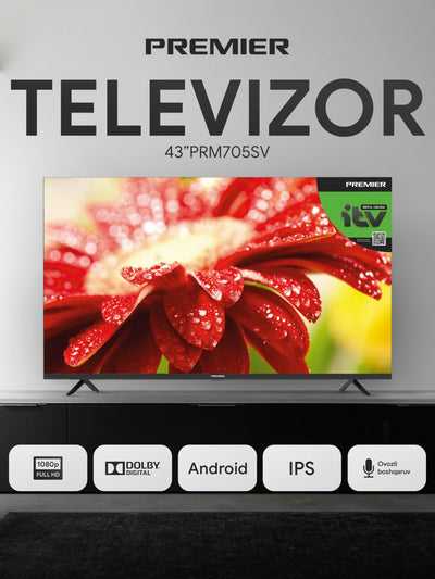 Televizor Premier 43PRM705SV, Full HD, Smart TV, ovozli pult bilan