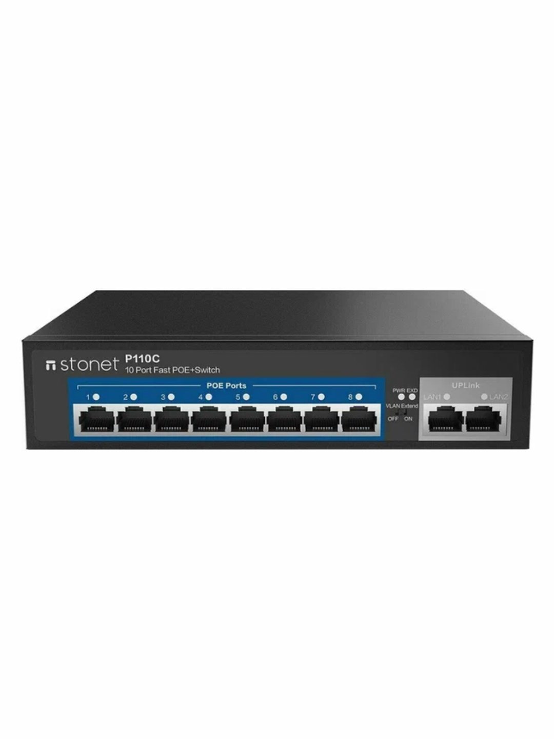 Kommutator Netis P110C 8xFE PoE, 2xFE, boshqarilmaydi
