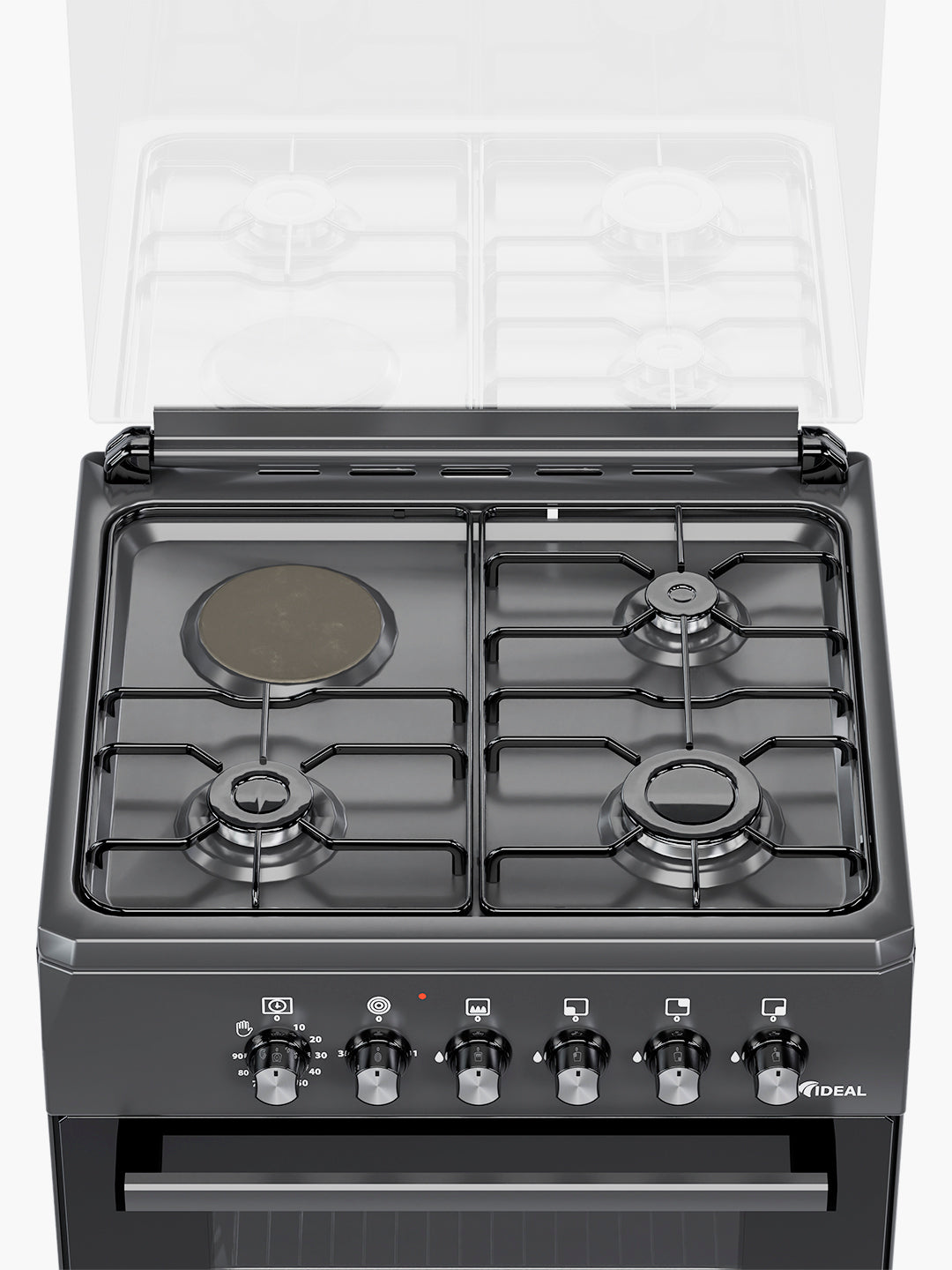 Gaz plita Ideal L305, 3+1 konforkali, pech hajmi 65 litr, 60 * 60