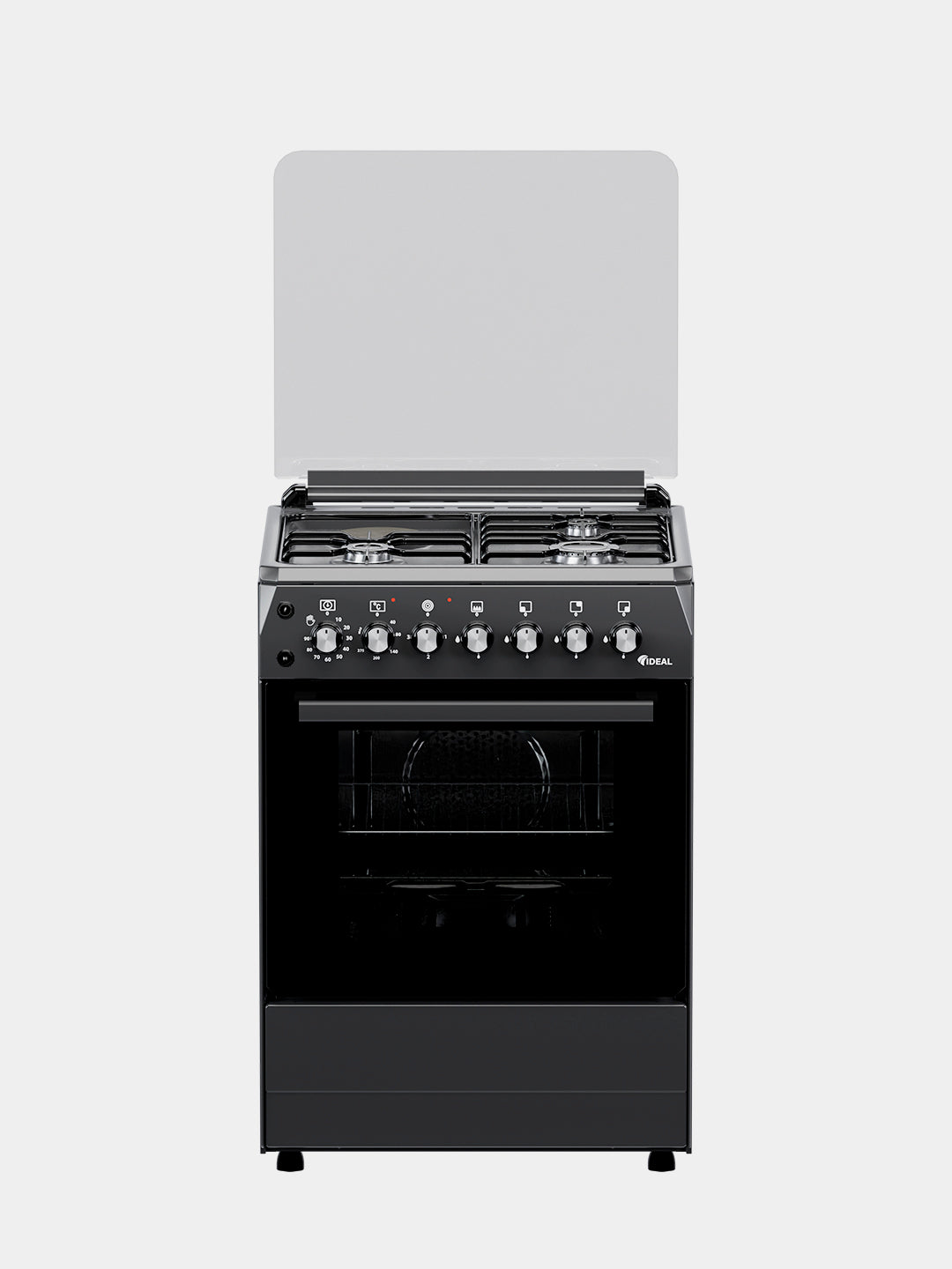 Ideal L400 gaz plitasi, 3+1 konforka, duxovkaning hajmi 65 litr, 60*60