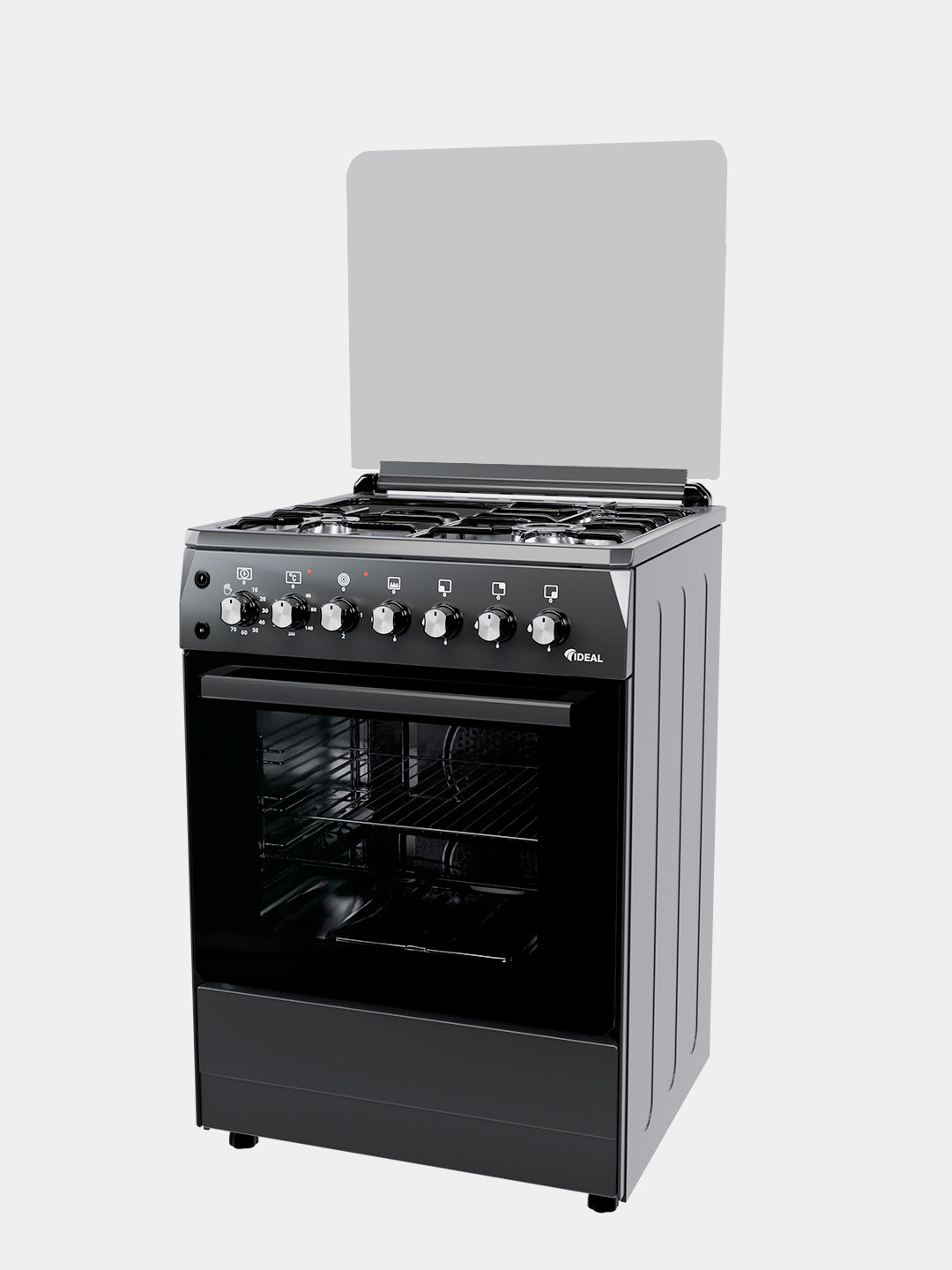 Ideal L400 gaz plitasi, 3+1 konforka, duxovkaning hajmi 65 litr, 60*60