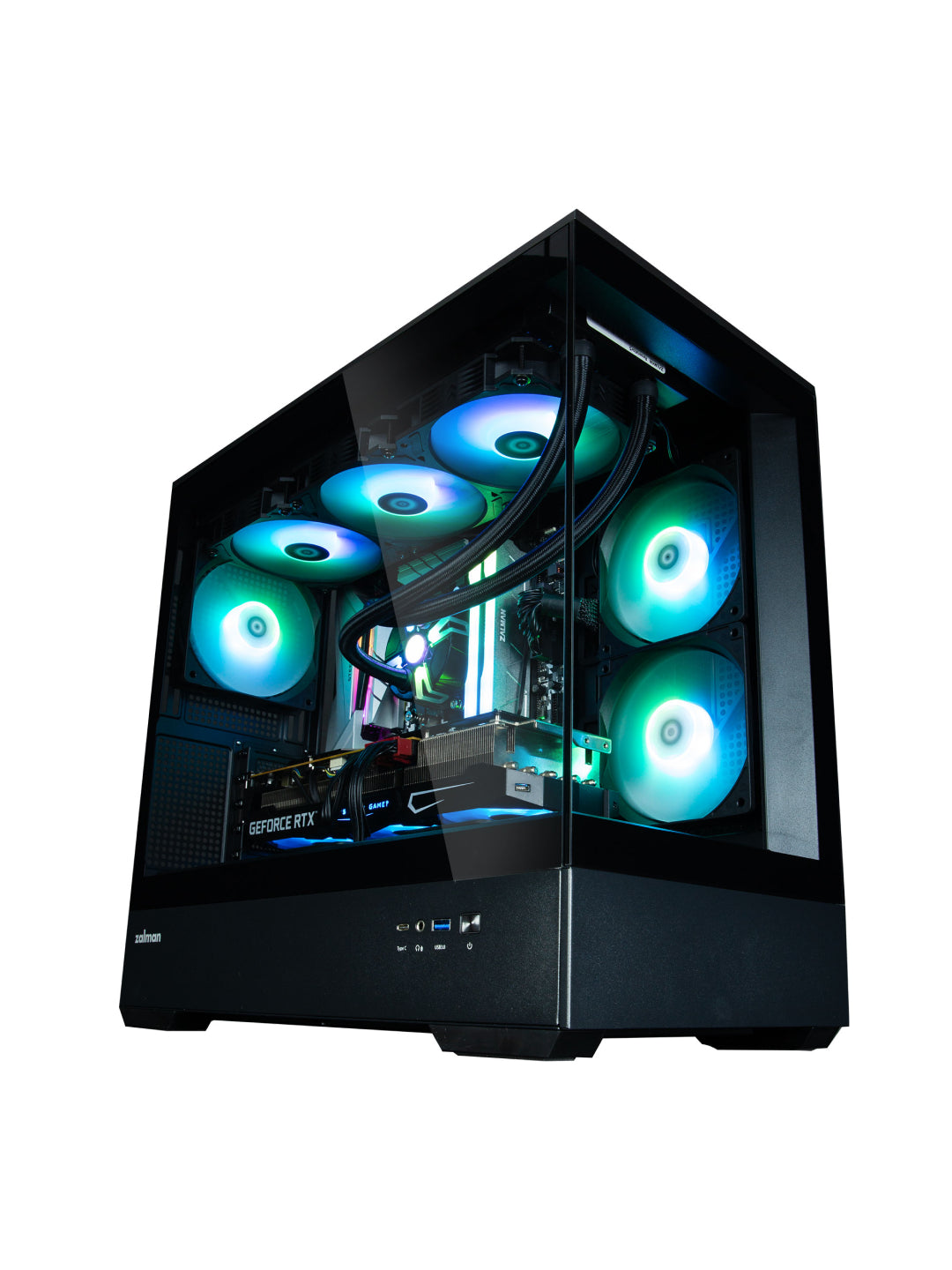 Zalman P30 BLACK V2 korpusi, 3 ventilyator, oyinlar uchun Micro-ATX toplami Qora