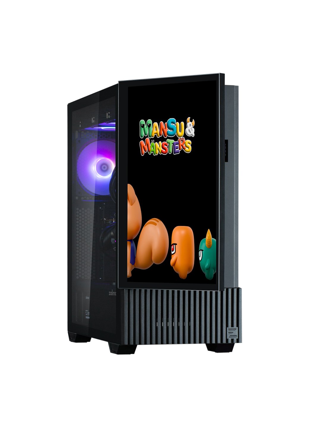 Zalman Z10DS kompyuter korpusi, ekranli, oynali, ARGB yoruglik, komplektda 3 kuler
