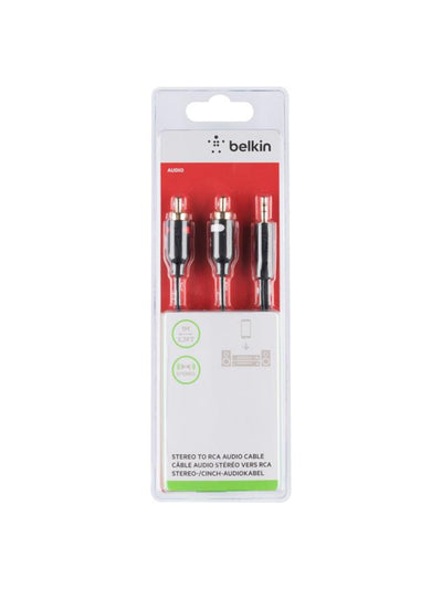 Audio kabel Aux Belkin uyasi 3,5 mm- M/RCA-Mx2, portativ, 2 m, qora/oltin