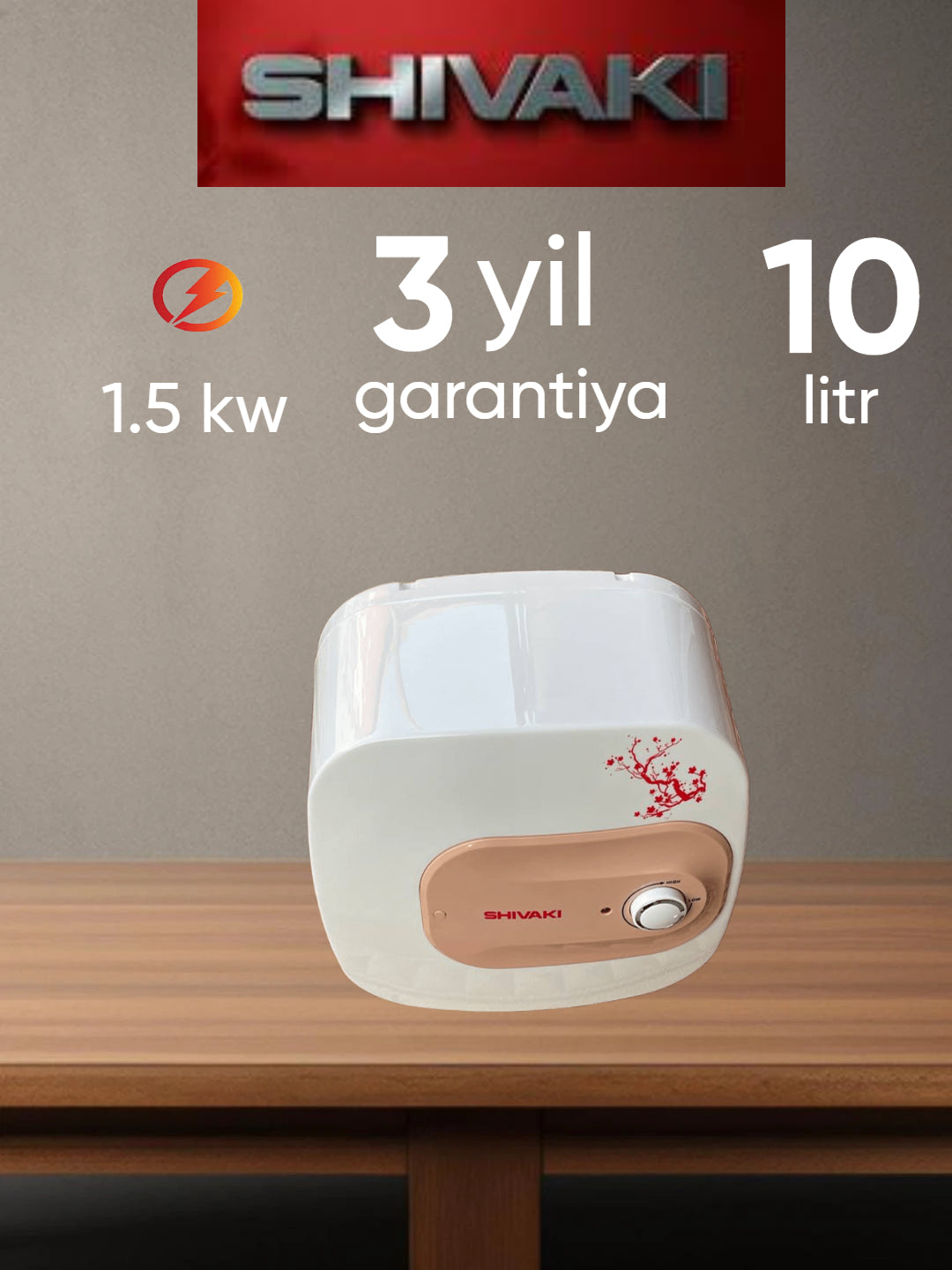 Shivaki suv isitgichi, germetik, oshxona uchun, 1,5 kVt, 10 litrli