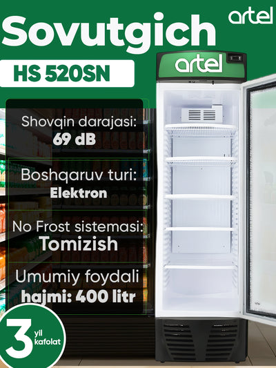 Vitrina sovutgichi Artel HS 520SN, 400 litr