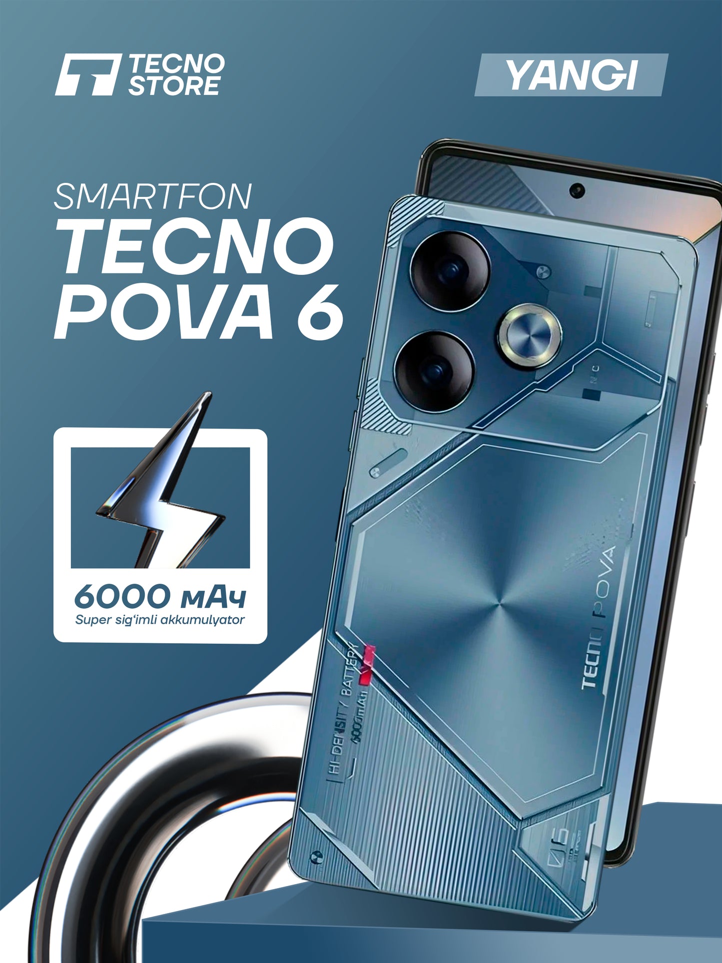 Smartfon Tecno Pova 6, 6000 mAh, 70 W, Amoled ekrani 120 Hz