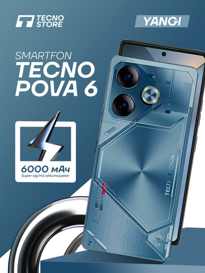 Smartfon Tecno Pova 6, 6000 mAh, 70 W, Amoled ekrani 120 Hz