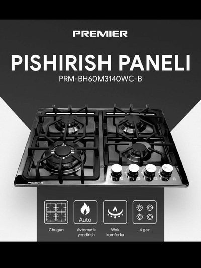 Gaz paneli PREMIER PRM-BH60M3140WC-B 60X60