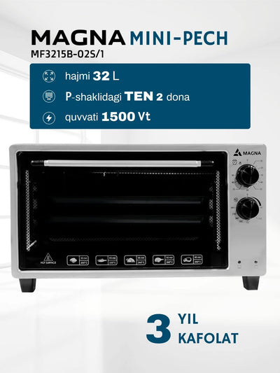 Mini pech Magna MF3215B-02S/1, hajmi 32 litr, quvvati 1500 Vt