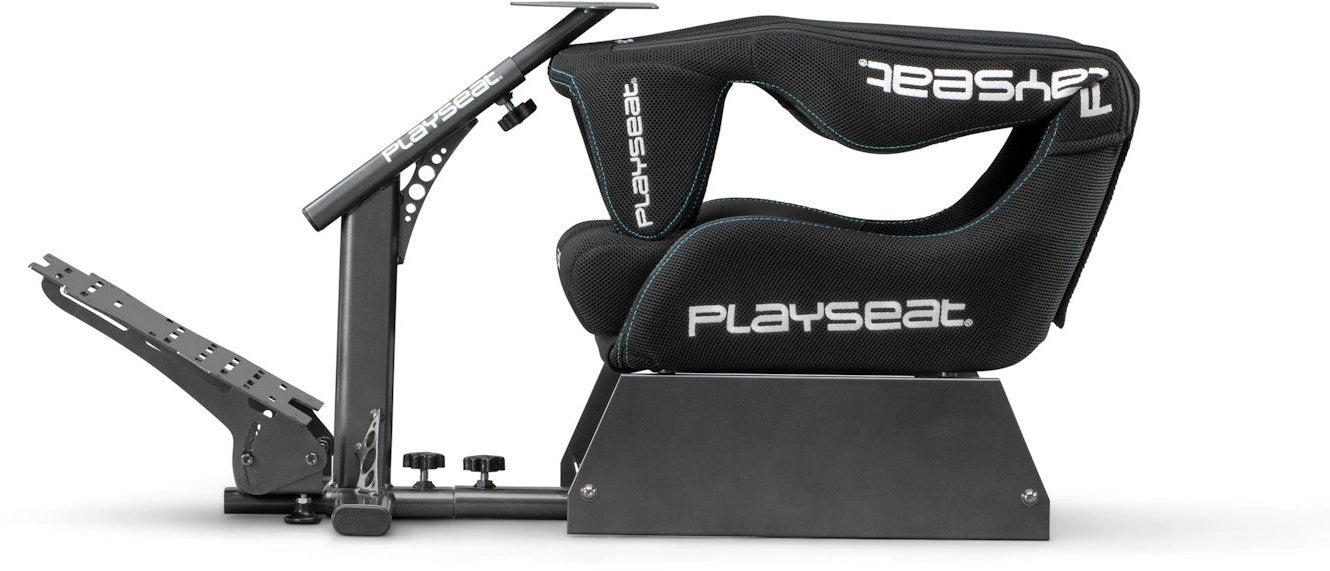 Playseat Evolution PRO - ActiFit qora boshqaruv ruli va pedallar uchun mahkamlash joyi bilan kokpit