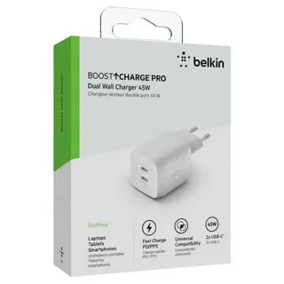 Belkin Home Charger 65W GAN PD PPS Dual USB-C - USB-C 2m tarmoq zaryadlovchi